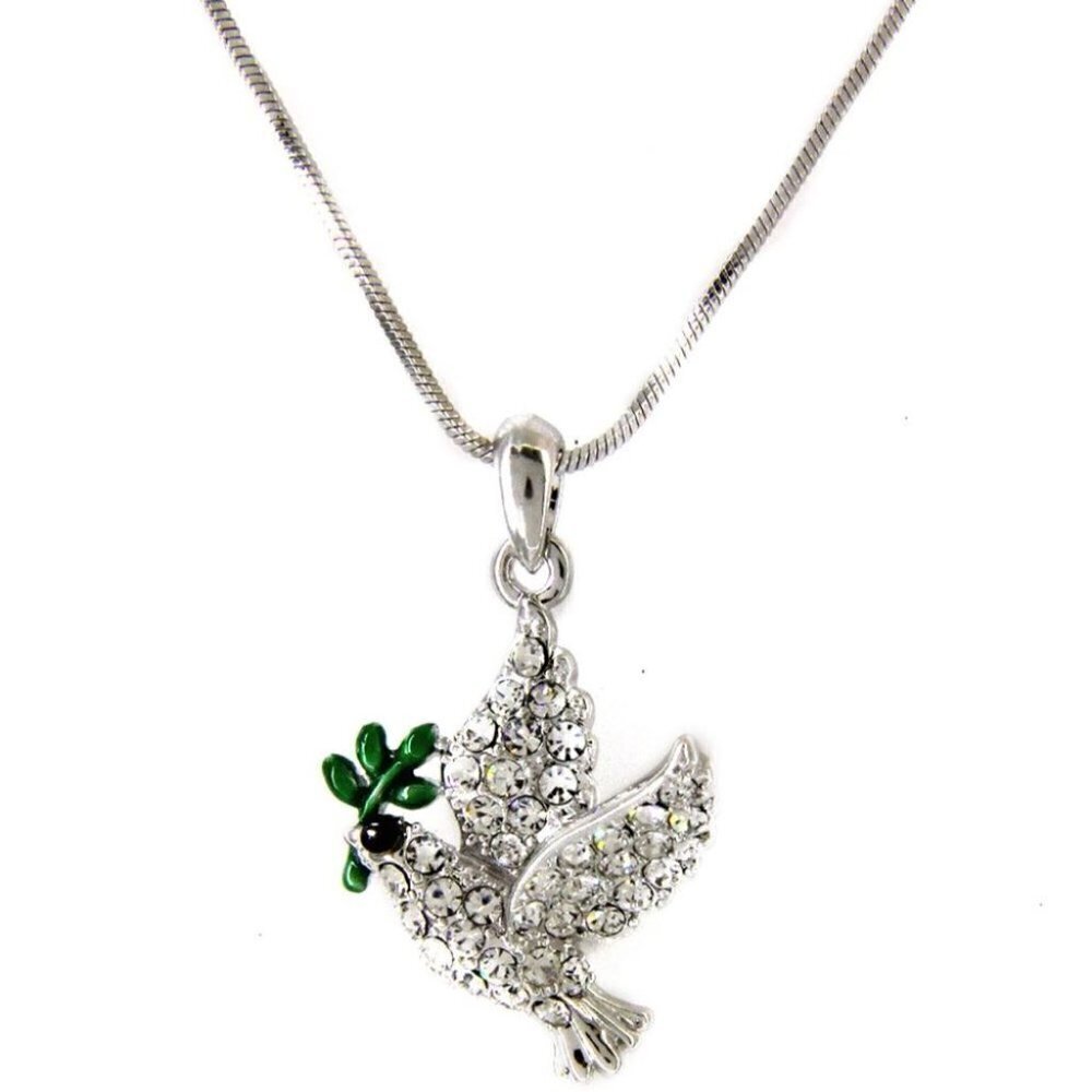 Holy Spirit Dove W/Olive Branch Necklace - New W/Tags
